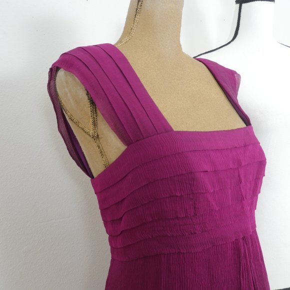 Tadashi Magenta Purple Silk Vintage Glamour Size 12 Layered Hem Retro Dress - Picture 5 of 11